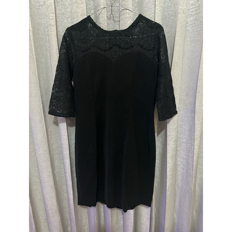 Dress pendek Hitam kombinas Brokat preloved