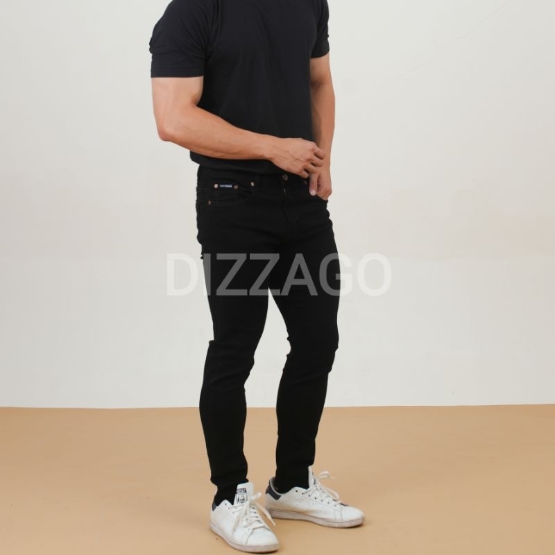 Celana Jeans Pria Eldest Slim Fit Hitam 280