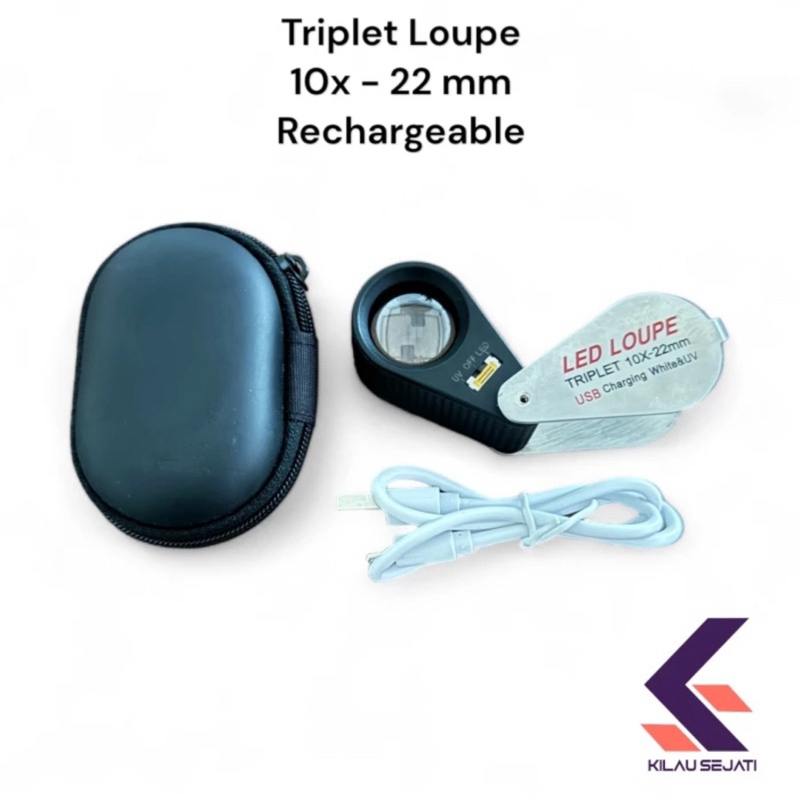 Diamond Loupe with Rechargable Battery Magnifier Triplet 10x 22mm