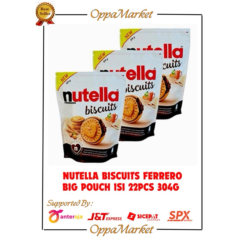 

NUTELLA BISCUITS CRUNCHY BIG POUCH IMPOR EROPA ISI 22PCS 304GR