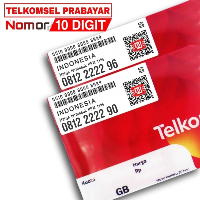 Nomor Cantik Telkomsel 10 Digit Prabayar Triple 111 222 Kuartet  2222 Panca 22222
