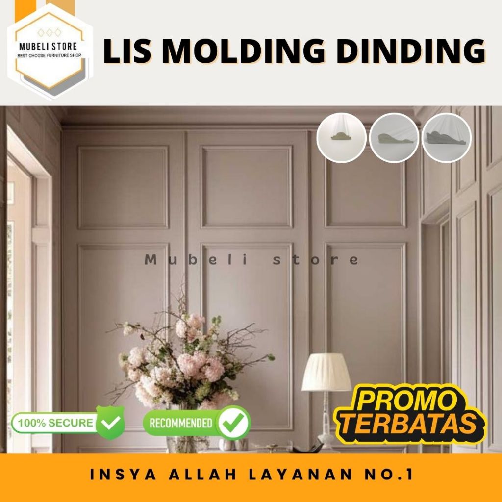 Mubeli Store - Moulding molding kayu gipsum dinding kayu siap pakai pvc foam  wall panel profil wall