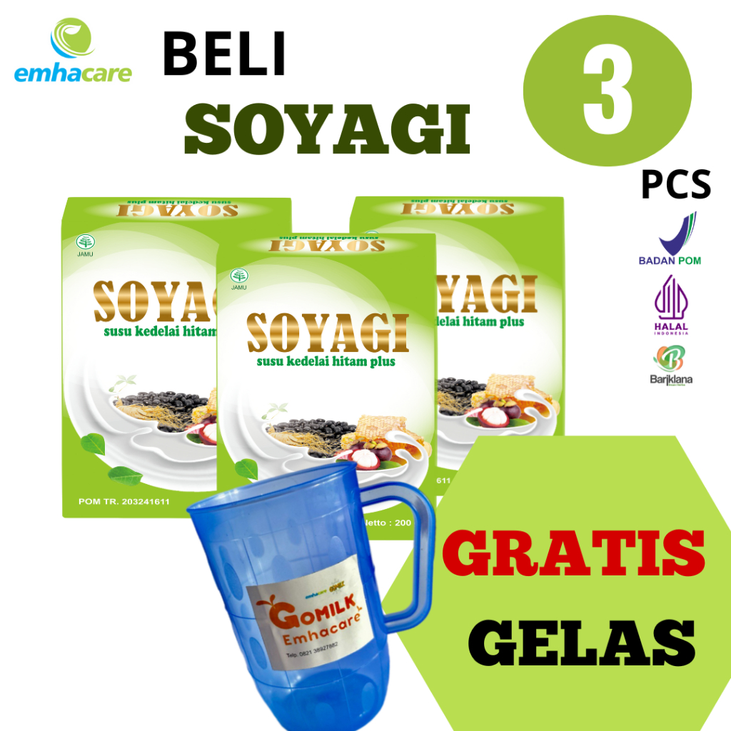 

[BUY 3 GET 1 FREE GELAS CANTIK] Susu Soyagi Kedelai Hitam Alami Ampuh Turunin Berat Badan Susu Diet