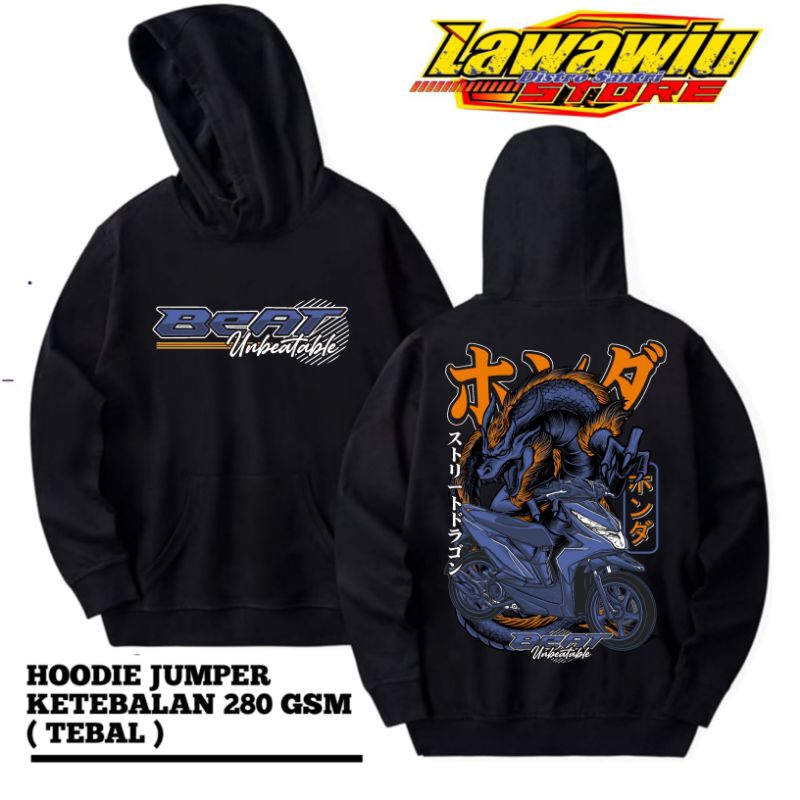 Sweater Jacket Hoodie Motor Beat Unbeatable Motif Naga // Sweater Motor beat Speed urban unisex prem