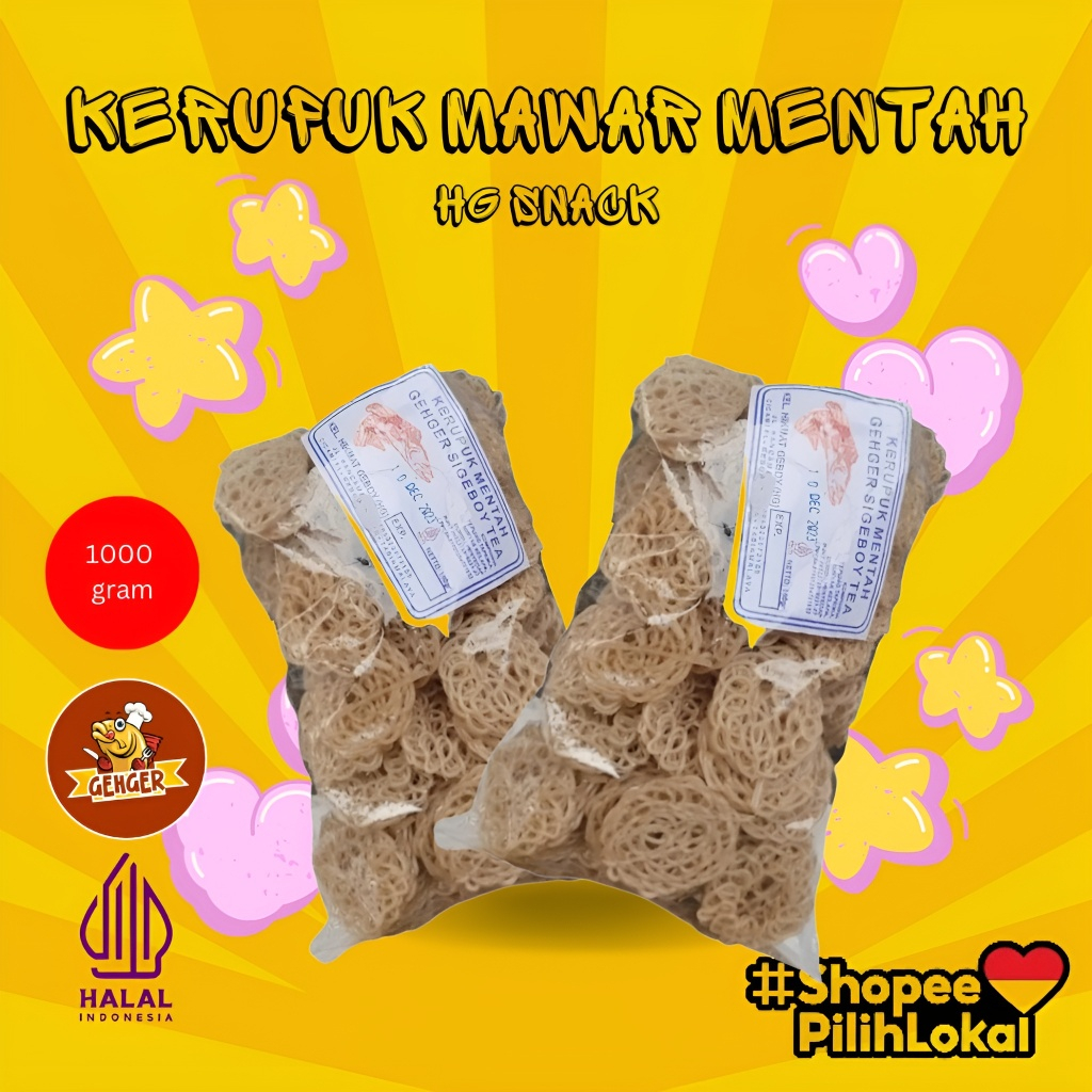 

Kerupuk Mentah Mawar Putih Sigeboy 1kg Cemilan Khas Tasikmalaya