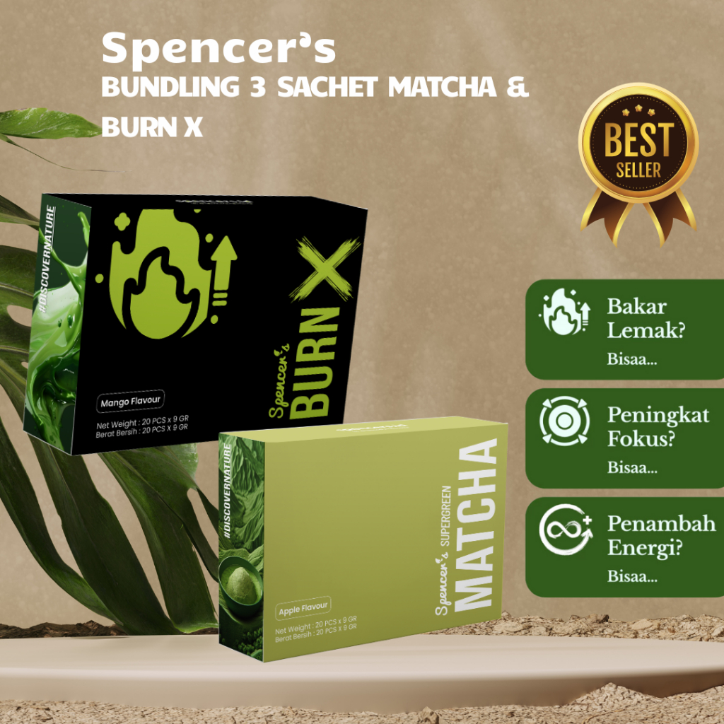 

[FREE COACHING] Spencer's 3x Efektif Bakar Lemak dan Kalori 6 Sachet Burn X dan Matcha Supergreen