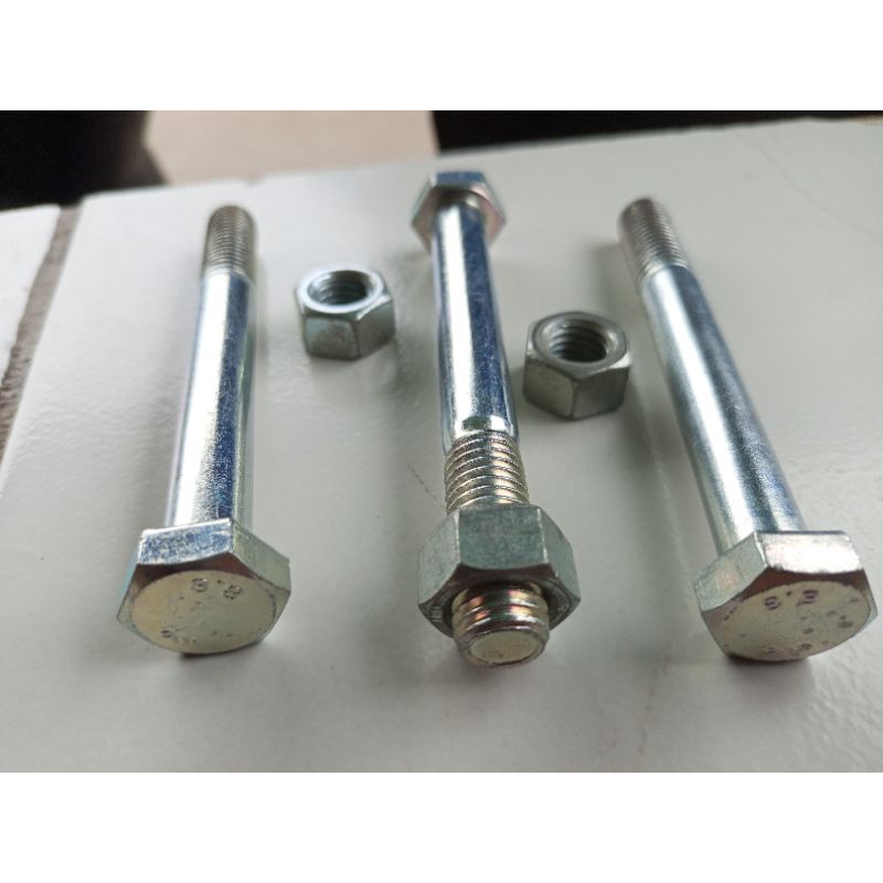 1PASANG..BAUT19.BAUT dan MUR KONCI 19.BOLTHEX M12 X 90MILI,BAUT DRAT KASAR 1,75P. PANJANG 9CM .BAUT 