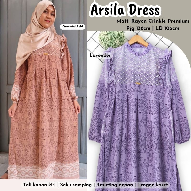 PROMO  Gamis Rayon Crinkle Motif seri Arsila Dress