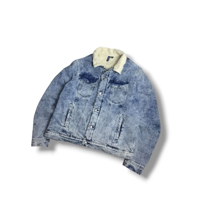 Jaket Jeans H&M Sherpa