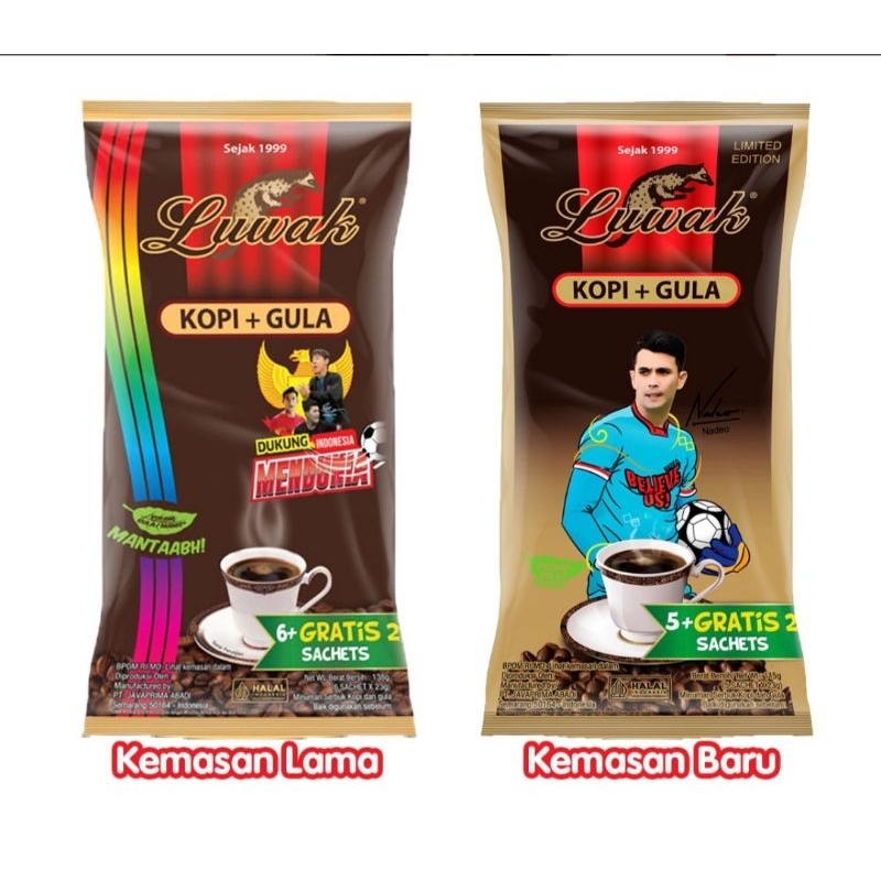 

Luwak Kopi + Gula Bag (6+2) / (5+2) x 23 g dan Luwak White Koffie Less Sugar 9s