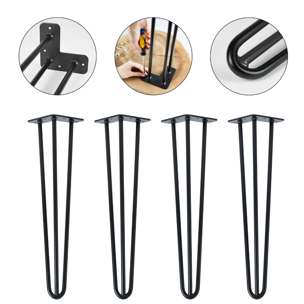 Kaki Meja Besi Hairpin 12mm 3 Layer - Kaki Besi untuk Meja Minimalis, Kuat & Awet