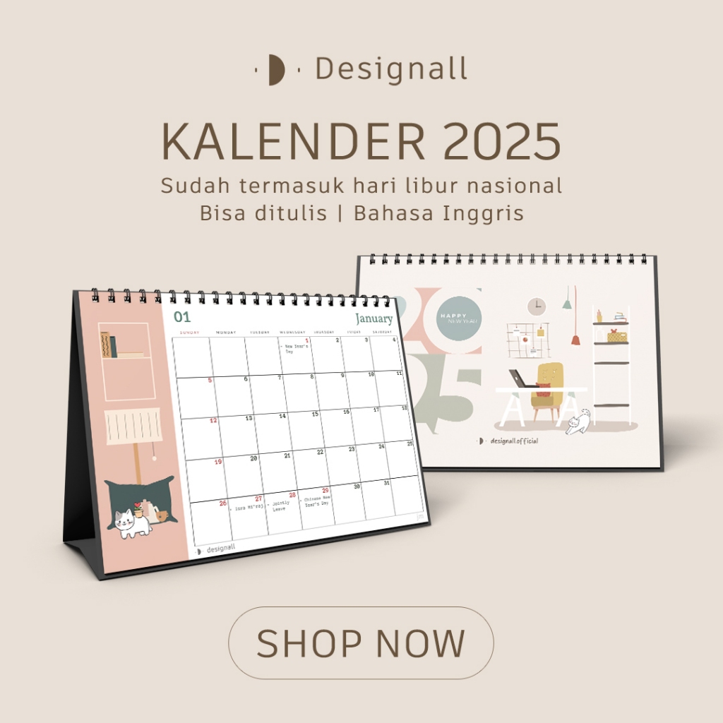 

DESIGNALL KALENDER 2025 AESTHETIC MEJA / KALENDER DUDUK SPIRAL JM