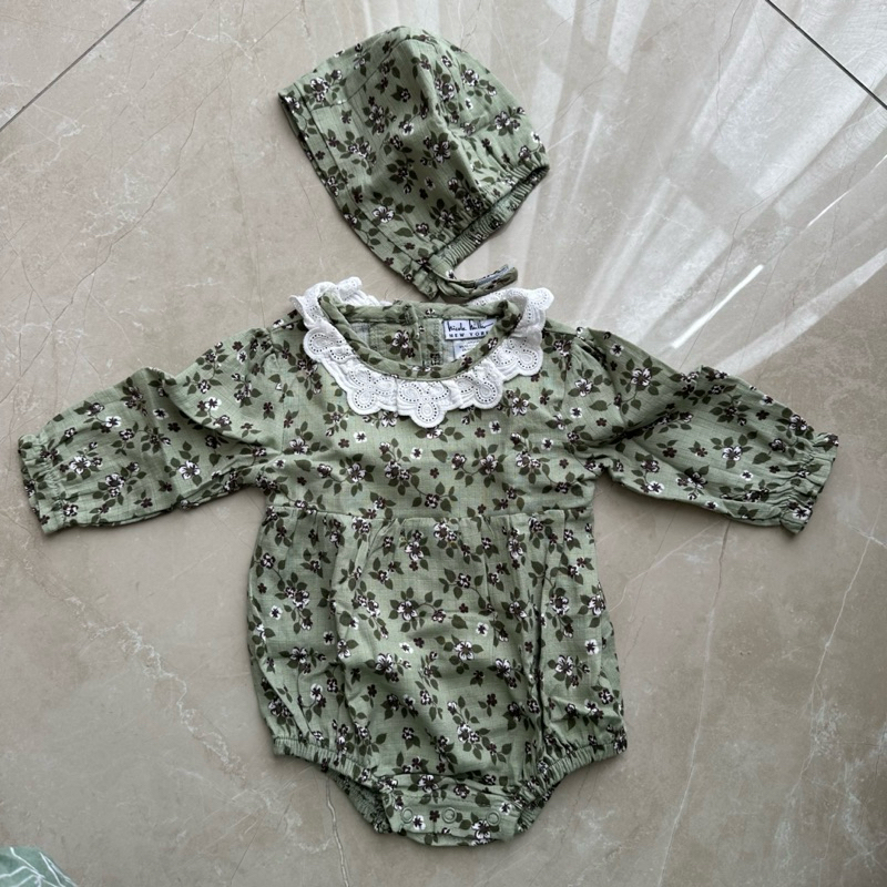 [Preloved] Jumper Set Bonnet by Nicole Miller 3-6mo