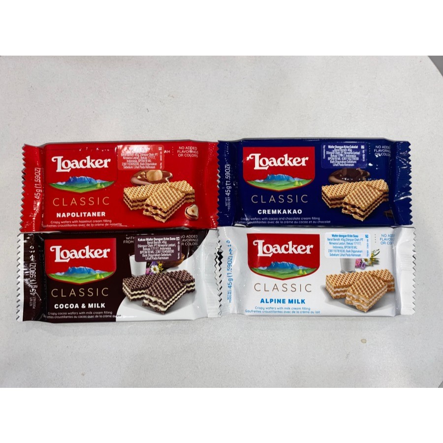 

Loacker Classic 45g Wafer Dengan Krim Cokelat