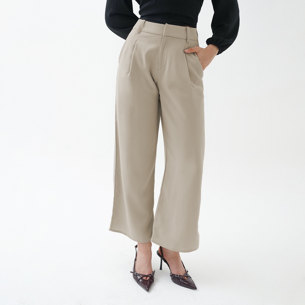 Mississippi Wide Leg Trousers Celana Wanita LIN000553M Kream