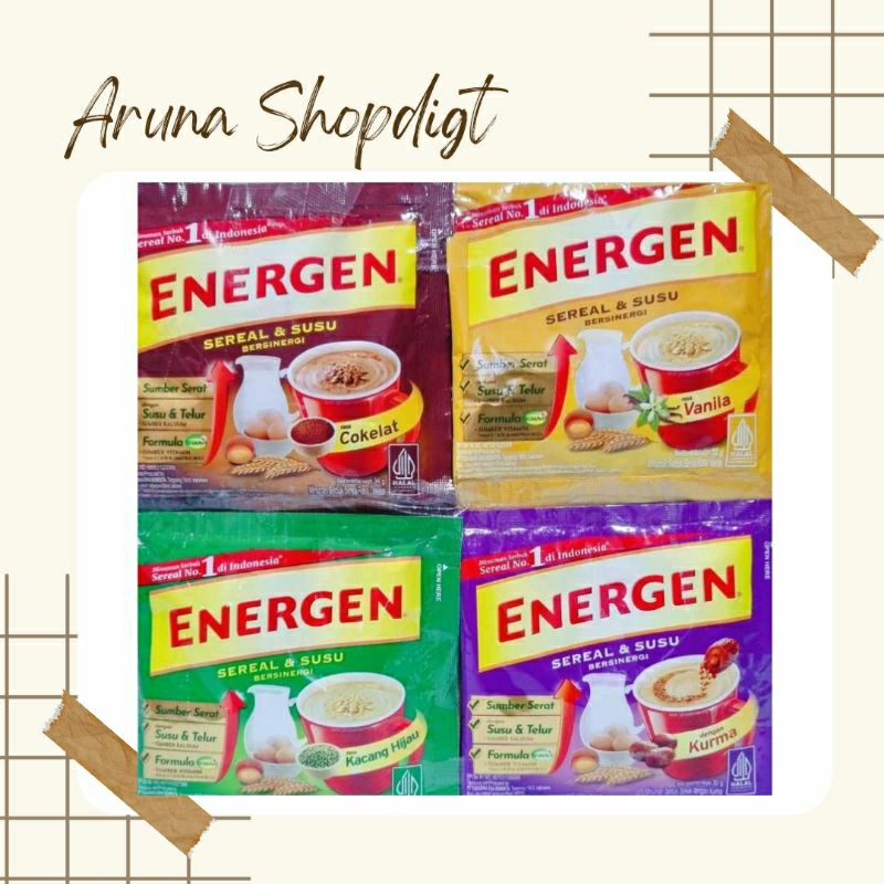 

Energen Sereal da Susu Vanilla/ Coklat/ Kacang Hijau/ Kurma/ Jahe/ Champion (1 Pcs)