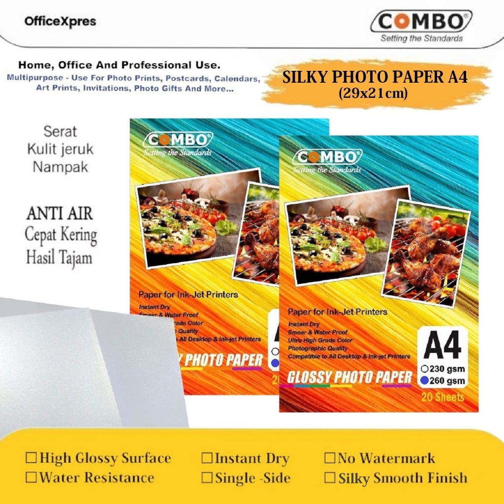 

Kertas Foto Tekstur Kulit Jeruk A4 260Grm / Silky Photo Paper A4 / Kertas Cetak Foto 1 Sisi Silky / Photo Paper 260grm A4 / Kertas Cetak Poster A4 Combo