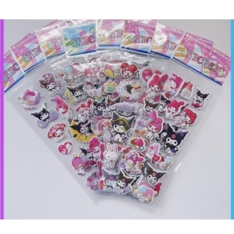 

PERSONA Z - STICKER TIMBUL 3D SANRIO / STICKER KARAKTER KUROMI MELODY / STICKER MAINAN ANAK MURAH