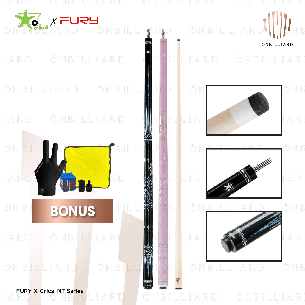 Fury X Crical NT Series by Konllen NT-1 NT-2 Cue Stick Billiard - NT-2 Blue
