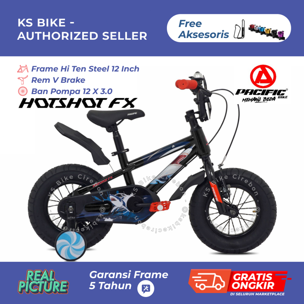 BMX Pacific Hotshot 12 Inch Ban Jumbo 3.0 Spakbor Sepeda Anak Laki Laki Roda Bantu Sepeda Anak Cowo 