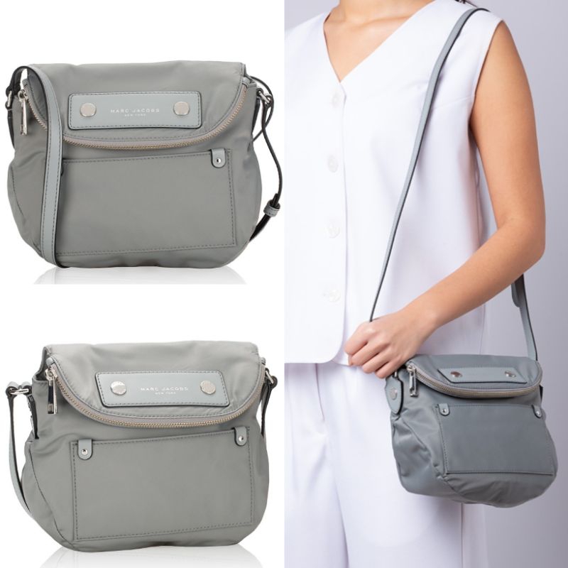MJ M0012909 Preppy Nylon Mini Messenger Rock Grey