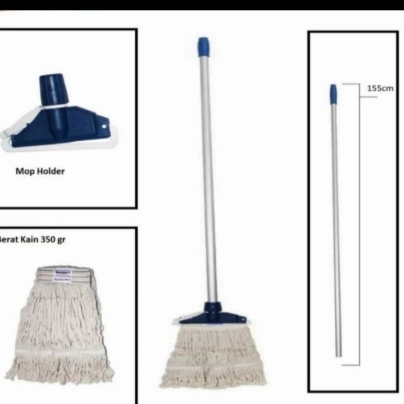 Pel Lantai jepit Gagang Alumunium/ Clip Mop Pel Jepit Gagang Alumunium 150cm