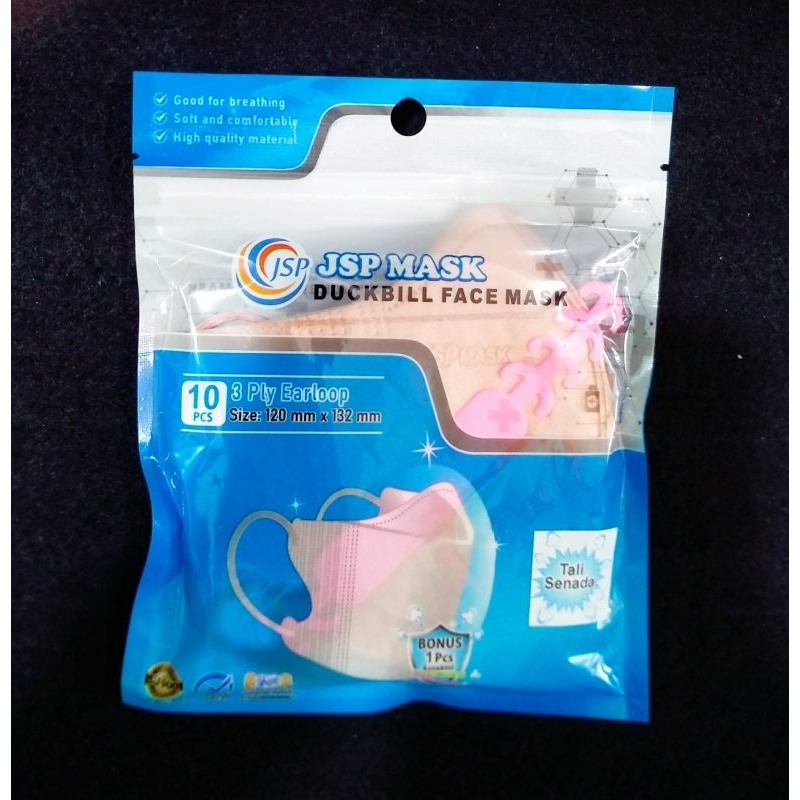Masker Duckbill JSP warna pastel isi 10 (free strap masker)