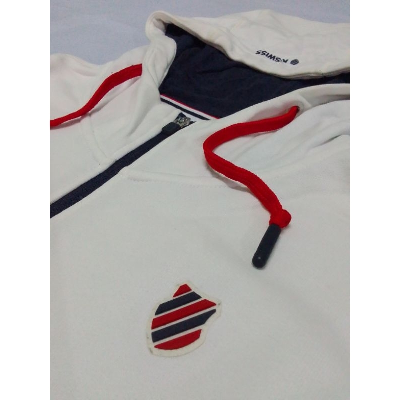 Hoodie Zipper K-Swiss White | Hoodie K-Swiss Putih