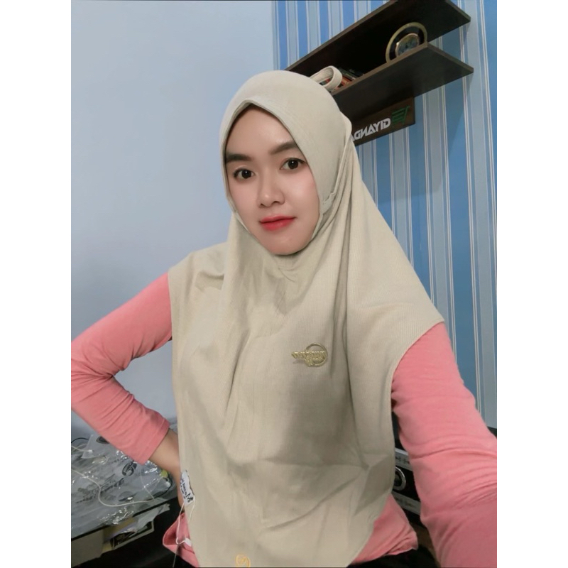 133 Jilbab Mazna Siria nonped Tali Jumbo L double knit/Hijab Mazna Ori By Bunyamin