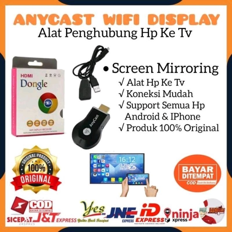 Anycast wifi display receiver hdmi merk advance / alat penyambung hp ke tv LED / tv tabung