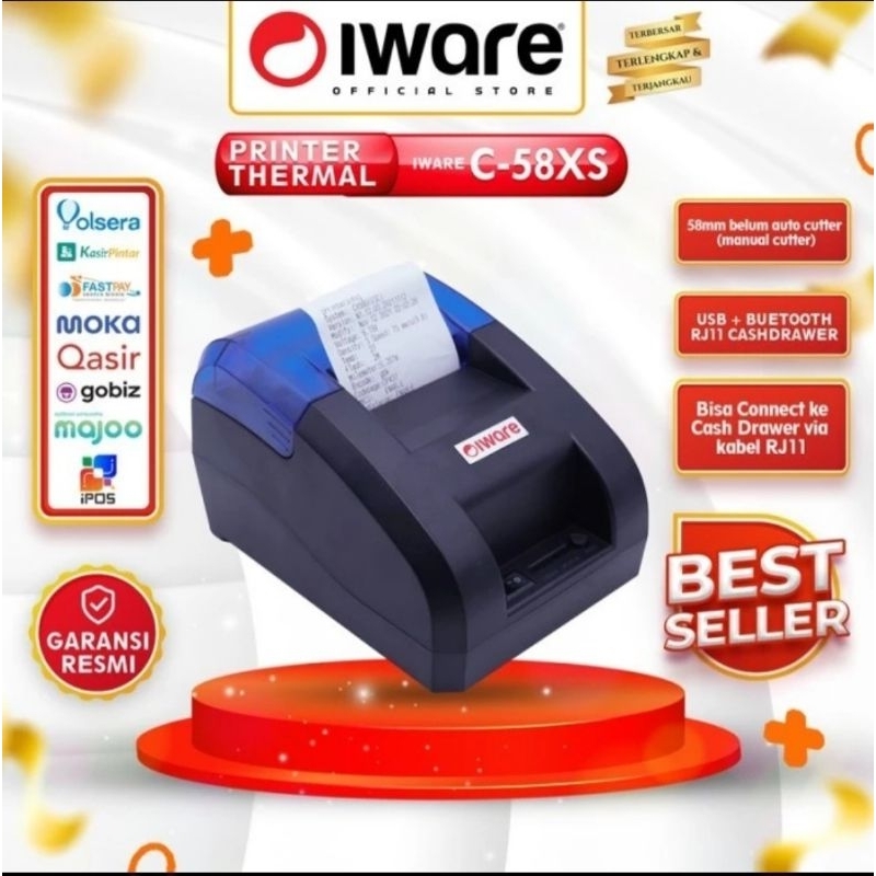 Printer Kasir Thermal Bluetooth Iware C58xs - Printer Iware C-58xs 58mm usb Bluetooth rj-11