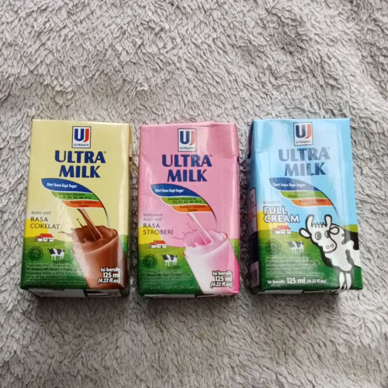 

ULTRA MILK SUSU UHT 125ML Rasa Cokelat stroberi full cream