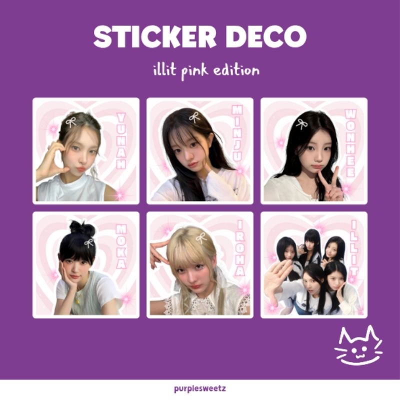 

[Min.3 pcs] Sticker Deco Illit Pink Edition Freebies Merchandise Kpop Murah Mini Stiker