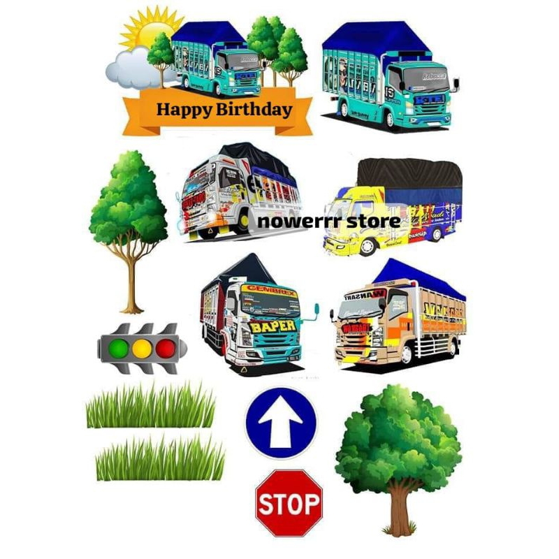 Topper TRUCK OLENG | Topper Cake TRUK Custom Nama | Hiasan Kue Ultah Tema TRUCK