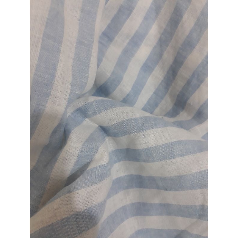 Kain Linen Salur Biru Bahan Textile Terlaris 2025.