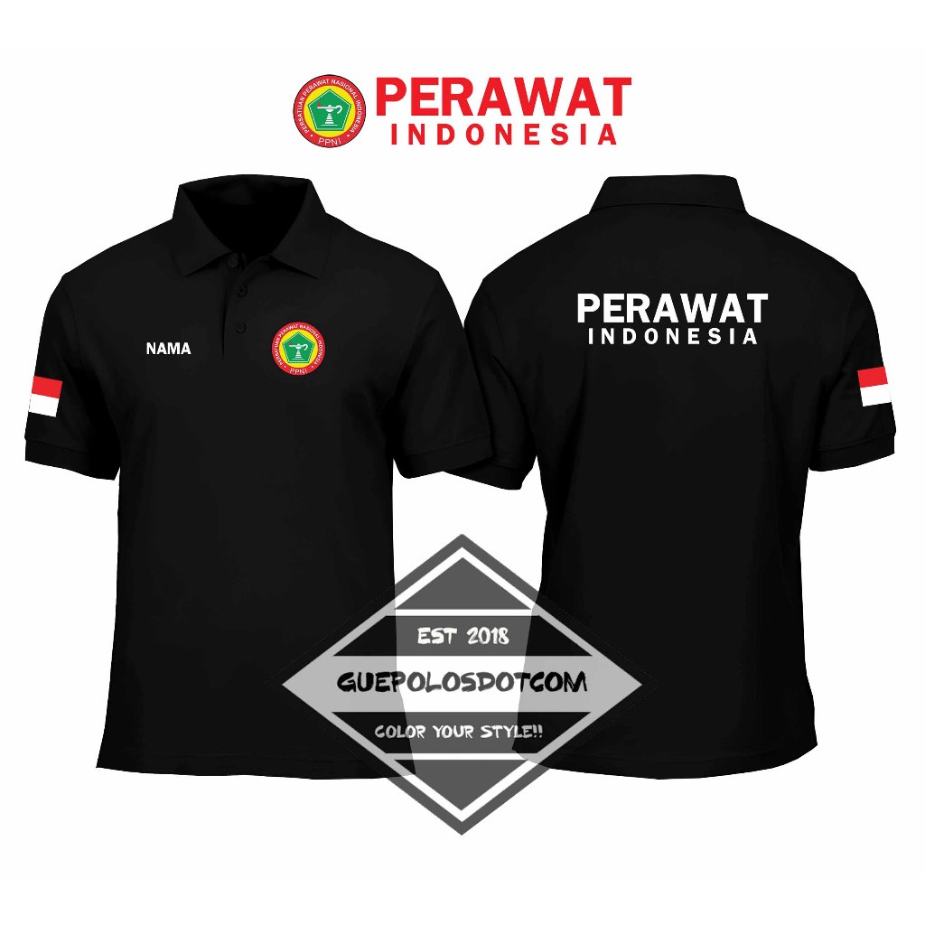 POLOSHIRT PERAWAT INDONESIA LOGO PPNI FREE NAMA - BAJU BERKERAH PERAWAT INDONESIA - KAOS BERKERAH PE