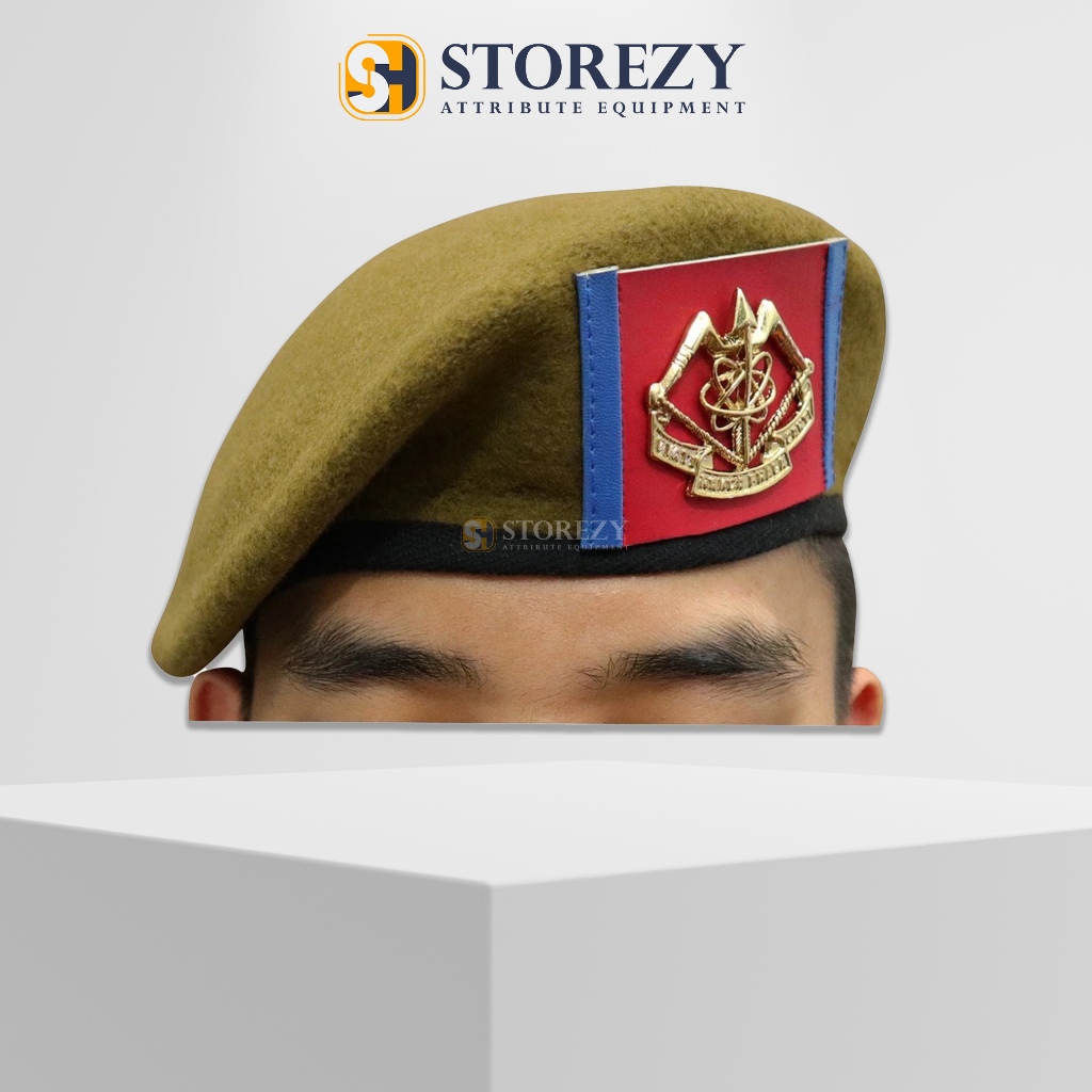 Baret Arhanud + Emblem (Camel)