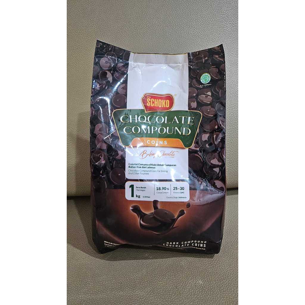

SCHOKO Dark Compound Chocolate Coin - 1 Kg / Baking Chocolate / Coklat Bentuk Koin