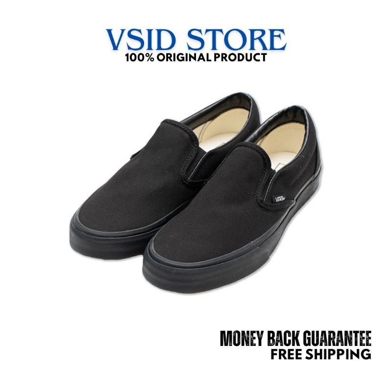 VANS SLIP ON CLASSIC FULLBLACK RESMI NAVYA 100% ORIGINAL