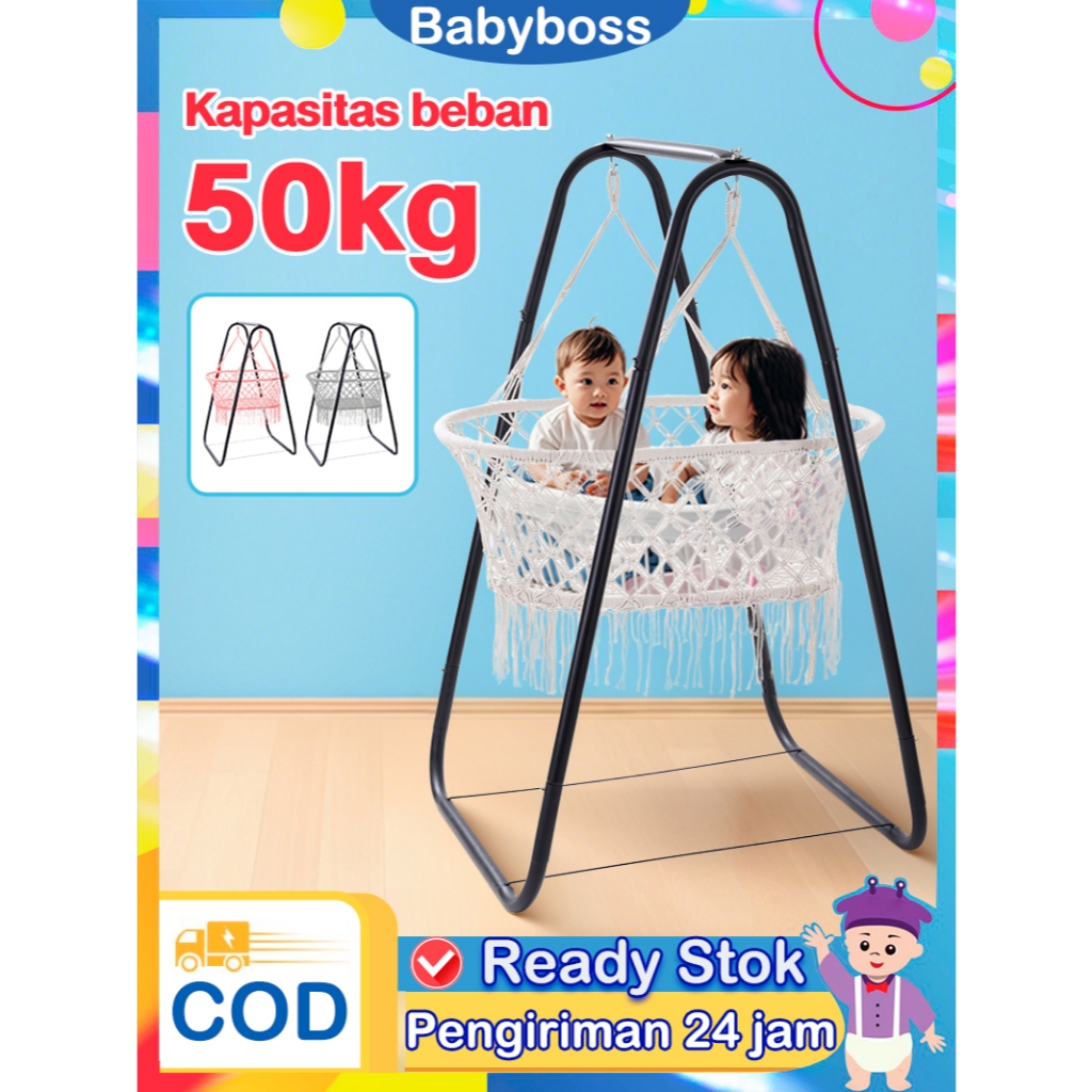 ND Ayunan Bayi Rotan Goyang Keranjang Bayi Tidur Ayunan Bayi Gantung Baby Swing