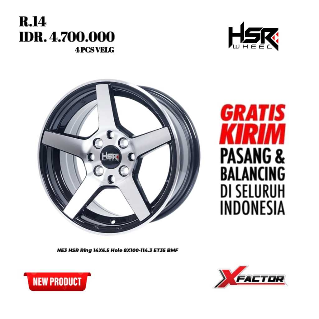 VELG HSR R14 4.700.000 4PCS VELG HSR NE3 R14X6 H8X100-114,3 ET35 BMF