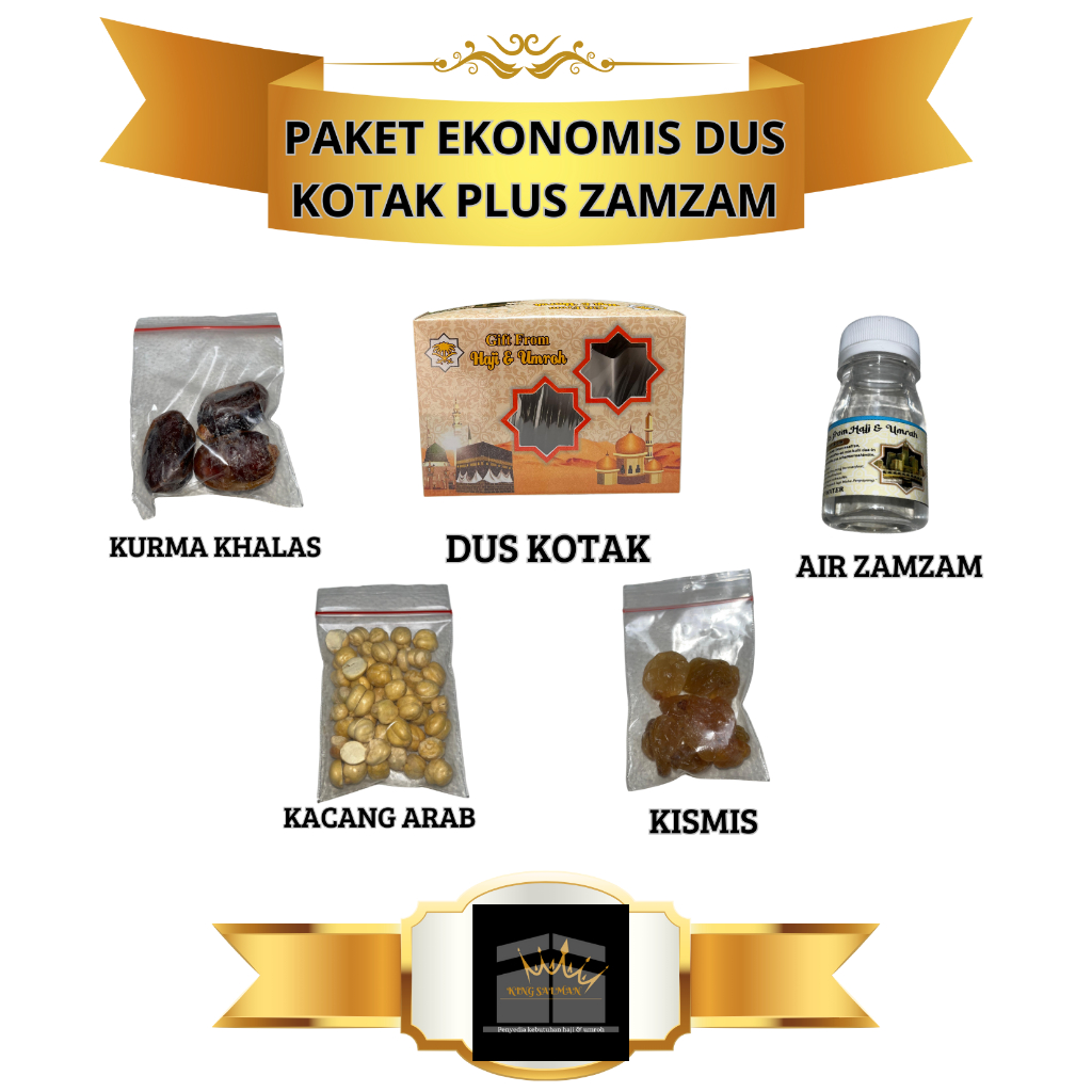 

Oleh-Oleh Haji dan Umroh paket Ekonomis dus kotak plus zamzam 50ml
