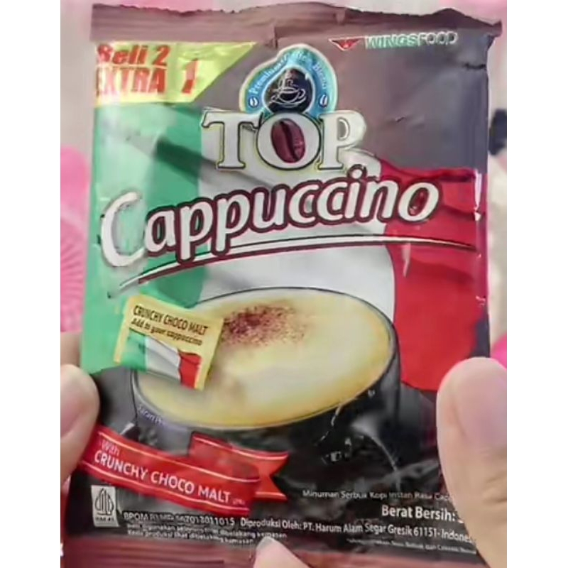 

top cappuccino 25 gr per renceng | isi 15 sachet