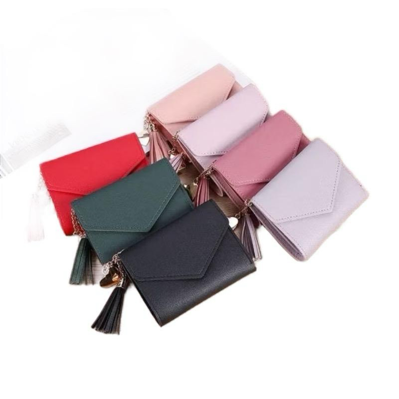 Dompet Kecil Polos Lipat Cewek Korea Wanita Kartu dompet