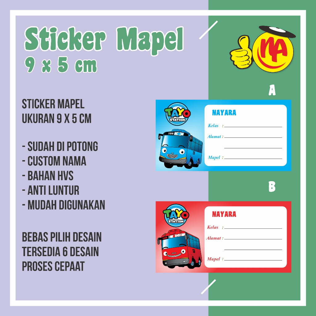 

Label mapel/Stiker mapel/Sticker/Label buku/Stiker buku/Stiker Tayo