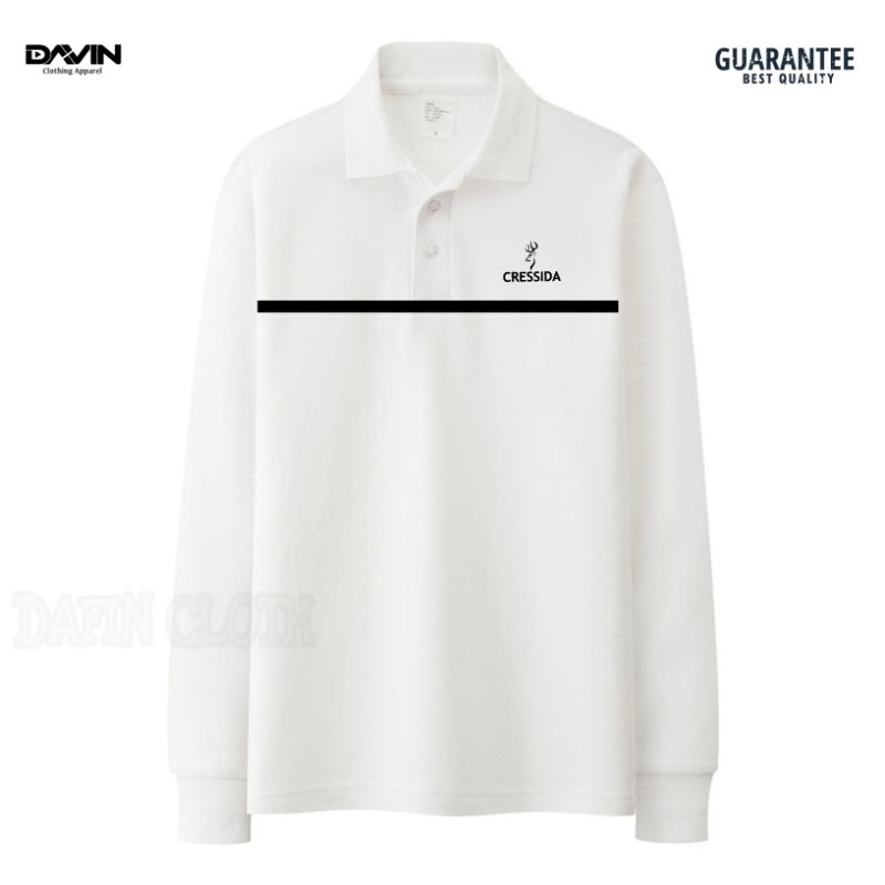 Kaos Kerah Pria Polo shirt Lengan Panjang Cressida Chest Strip