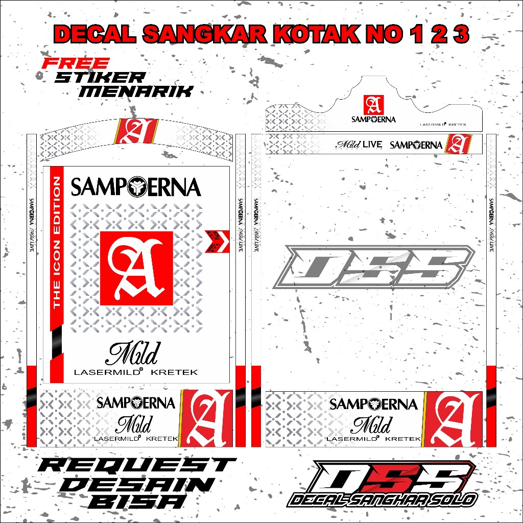 DECAL SANGKAR BURUNG KOTAK MOTIF SAMPOERNA NO 1 2 3