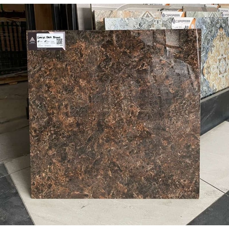 GRANITE 60X60 EMRYS DARK BROWN GLOSSY KW1 - ARNA