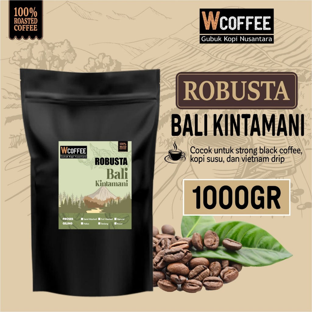 

Biji Kopi Bubuk Robusta Bali Kintamani Coffee Beans Roastery 1Kg - by wcoffee