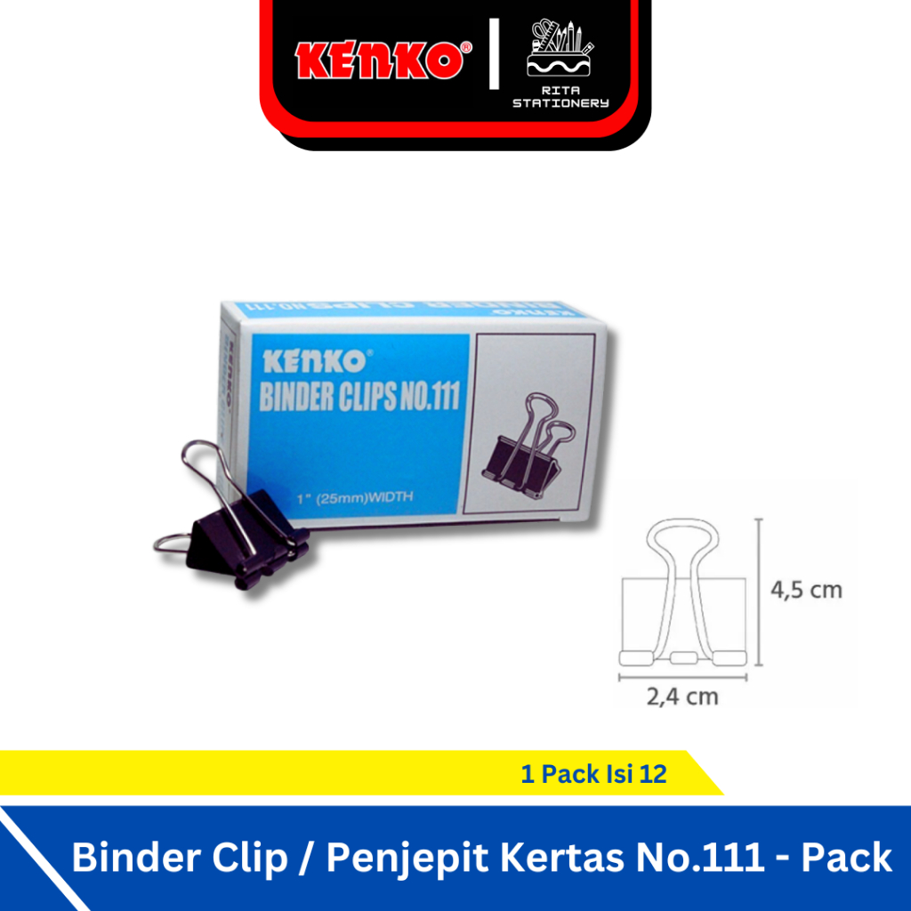 

Kenko Penjepit Kertas/Binder Klip/Binder Clip no 111 - 1 Pack isi 12